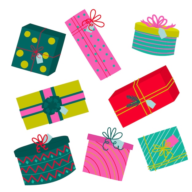 Free vector hand drawn christmas gift collection