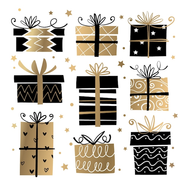 Free vector hand drawn christmas gift collection