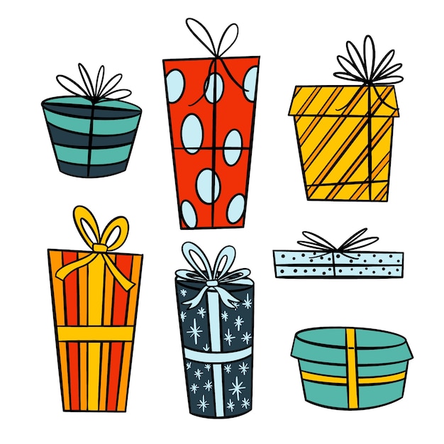 Free vector hand drawn christmas gift collection