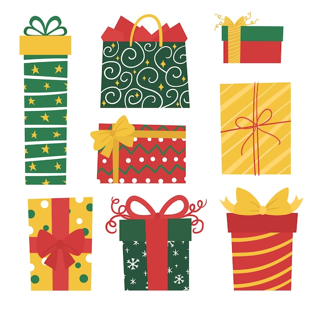 Free vector hand drawn christmas gift collection