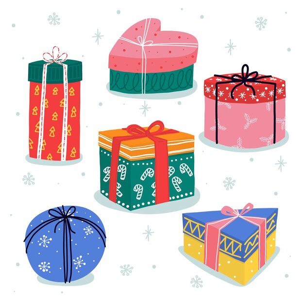 Free Vector  Assortment of hand-drawn christmas gifts