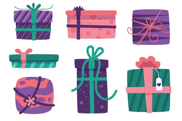 Бесплатное векторное изображение Коллекция рождественских подарков