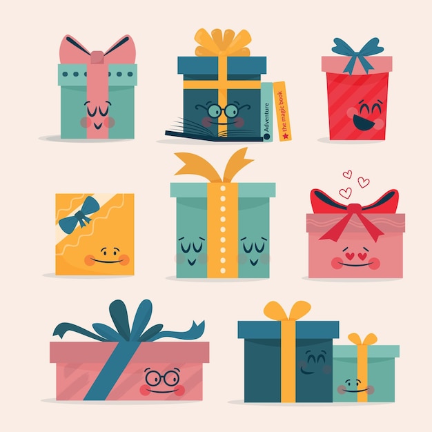 Free vector hand drawn christmas gift collection