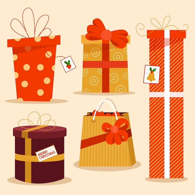 Free vector hand drawn christmas gift collection