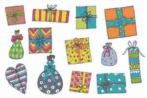 Free vector hand drawn christmas gift collection