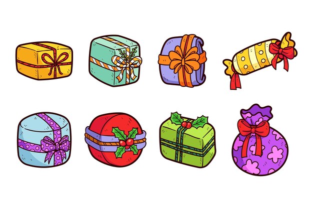 Free Vector hand drawn christmas gift collection