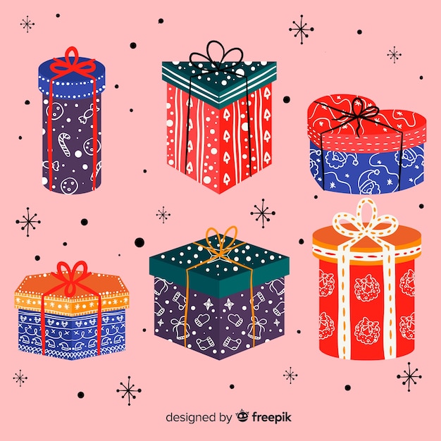 Free vector hand drawn christmas gift collection