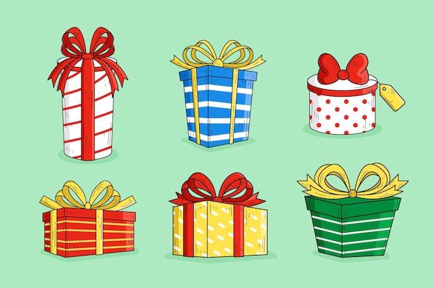 Free Vector hand drawn christmas gift collection