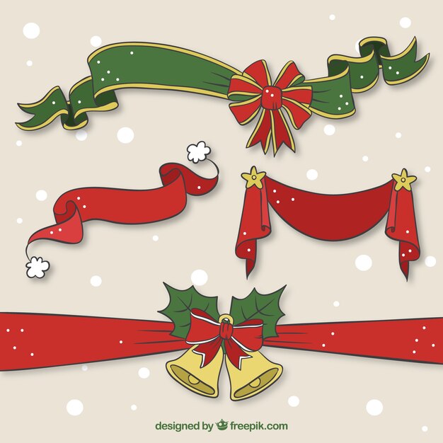 Free vector hand drawn christmas gift ribbons