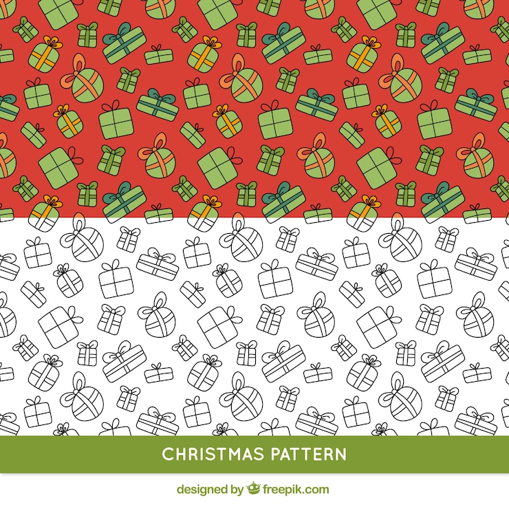 Free Vector hand drawn christmas gifts pattern