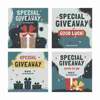 Free vector hand drawn christmas giveaway instagram posts collection