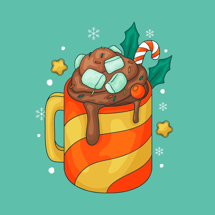 Free Vector hand drawn christmas hot chocolate illustration