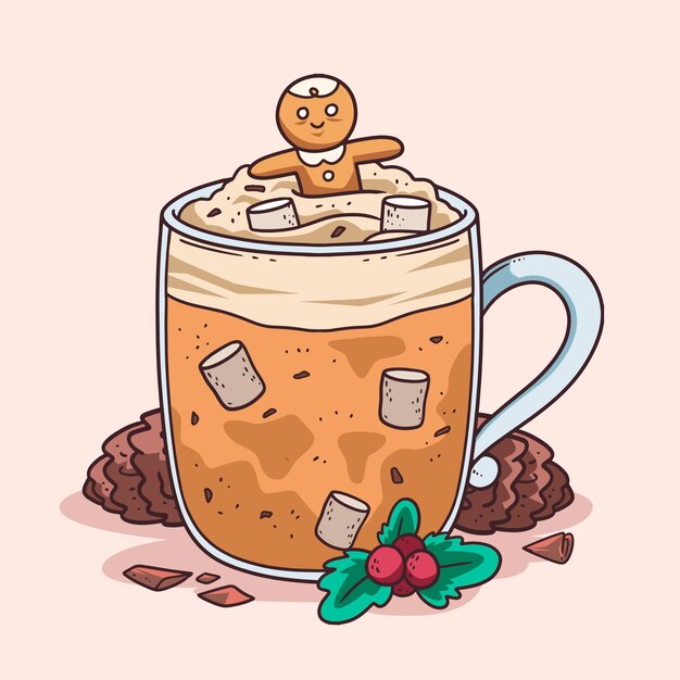 Hand drawn christmas hot drink illustration