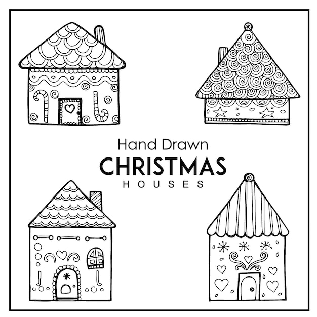 Hand drawn christmas house collection