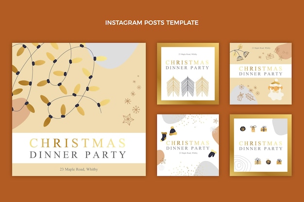 Hand drawn christmas instagram posts collection