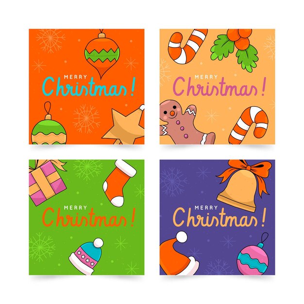 Free vector hand drawn christmas instagram posts collection