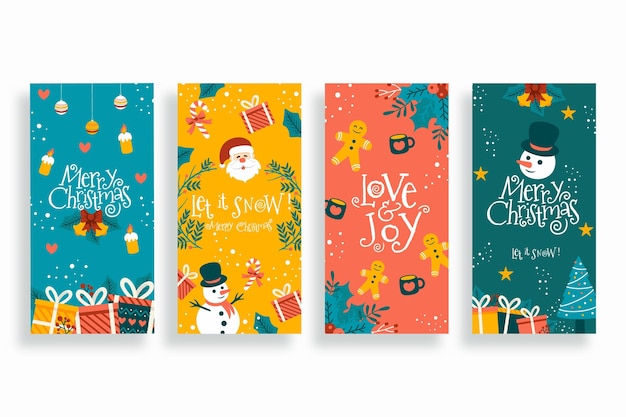 Free vector hand drawn christmas instagram stories collection