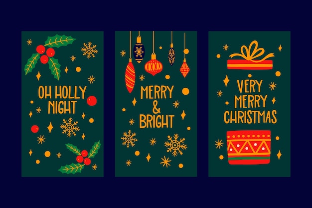 Hand drawn christmas instagram stories collection