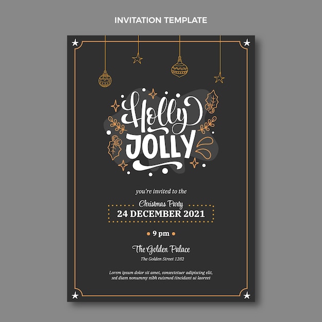 Free vector hand drawn christmas invitation template