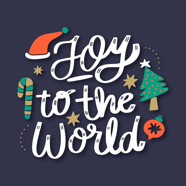 Hand drawn christmas joy to the world lettering