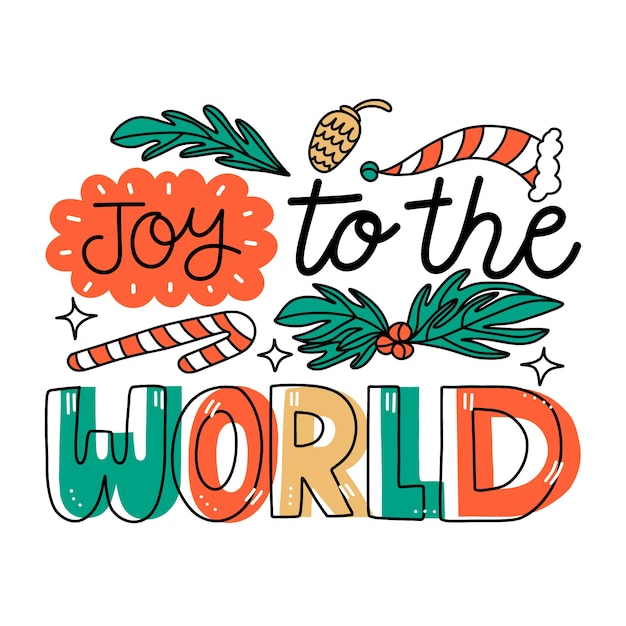 Free vector hand drawn christmas joy to the world lettering