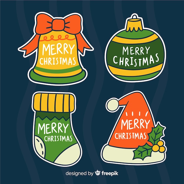 Free vector hand drawn christmas label collection