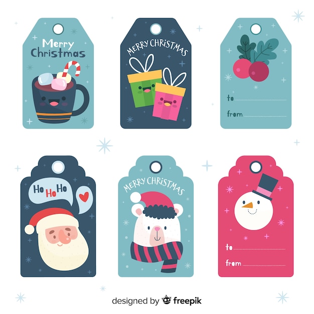 Hand drawn christmas label collection