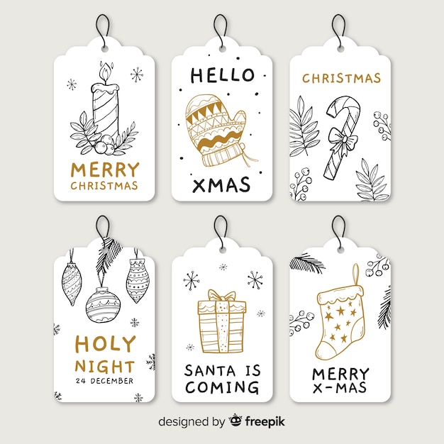 Free vector hand drawn christmas label collection