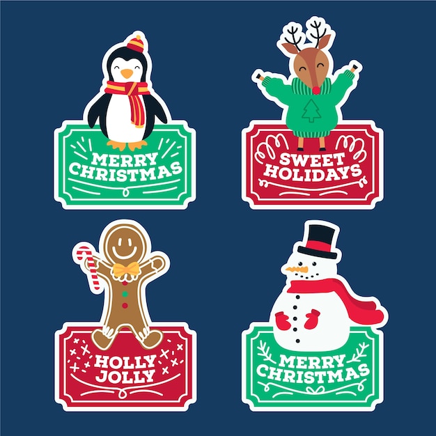 Free vector hand drawn christmas label collection