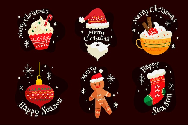 Free vector hand drawn christmas label collection