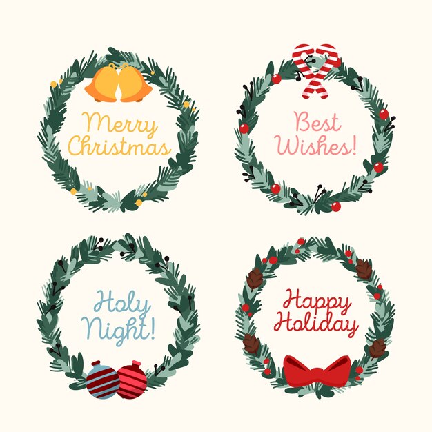 Free vector hand drawn christmas label collection