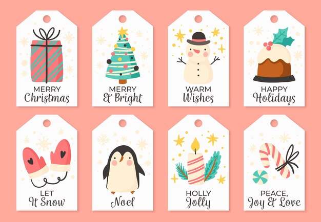 Hand drawn christmas label collection