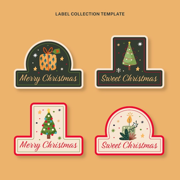 Free vector hand drawn christmas labels collection