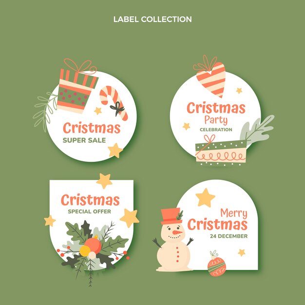 Hand drawn christmas labels collection