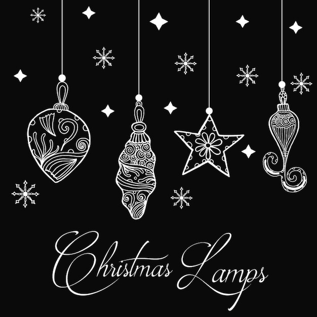 Free vector hand drawn christmas lamps background