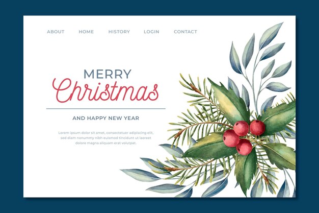 Hand drawn christmas landing page template