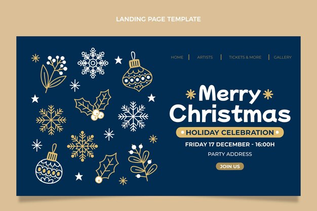 Hand drawn christmas landing page template