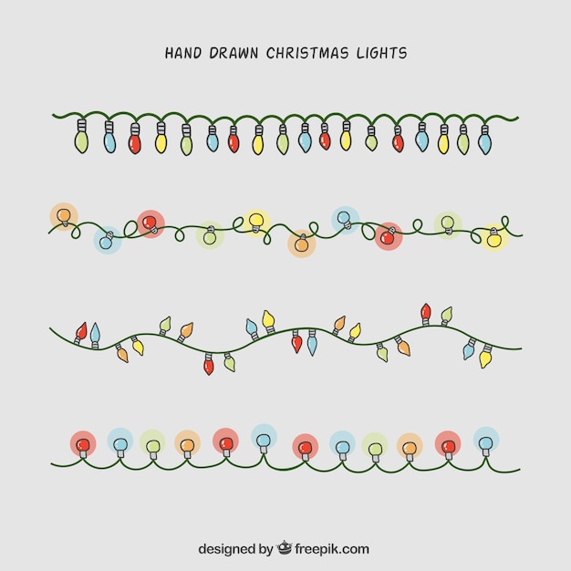 Free vector hand-drawn christmas lights collection