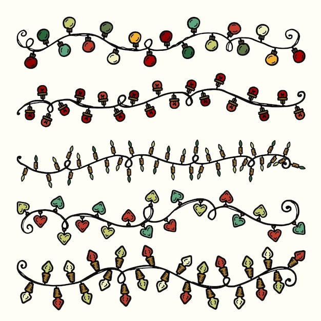 Free vector hand drawn christmas lights collection