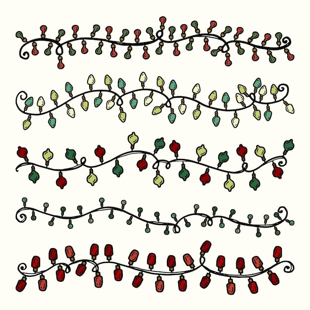 Коллекция рисованной рождественских огней