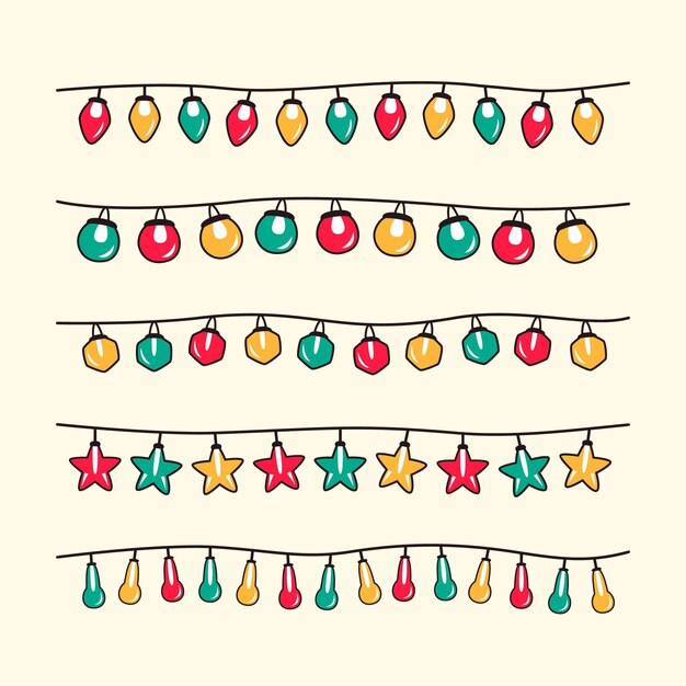 Hand drawn christmas lights collection