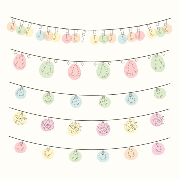 Hand drawn christmas lights collection