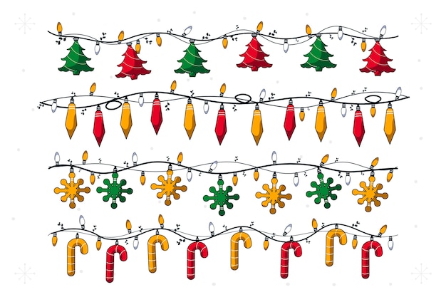 Hand drawn christmas lights collection