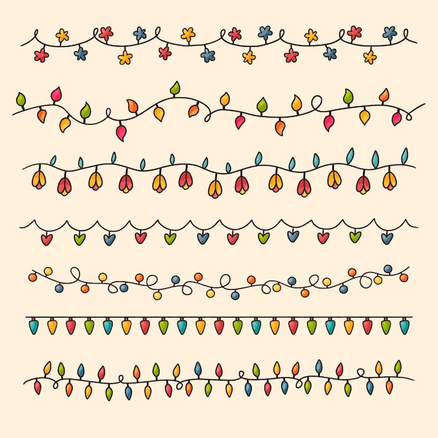 Free vector hand drawn christmas lights collection