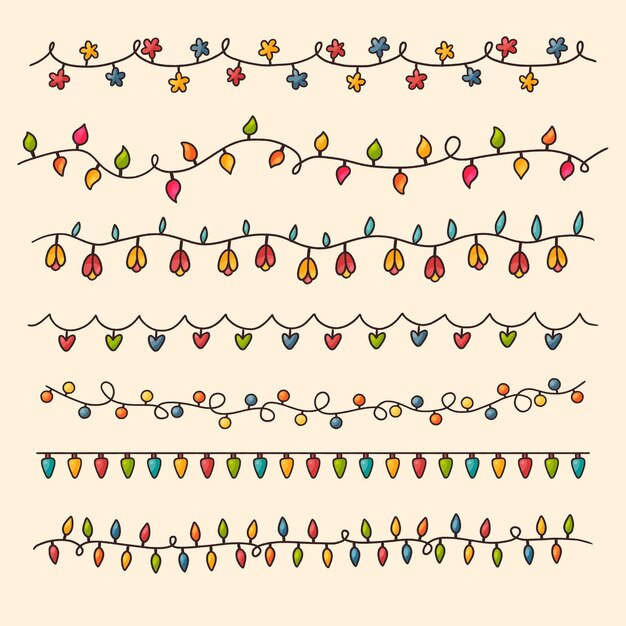 Коллекция рисованной рождественских огней