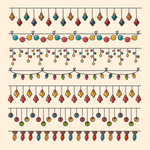 Free vector hand drawn christmas lights collection