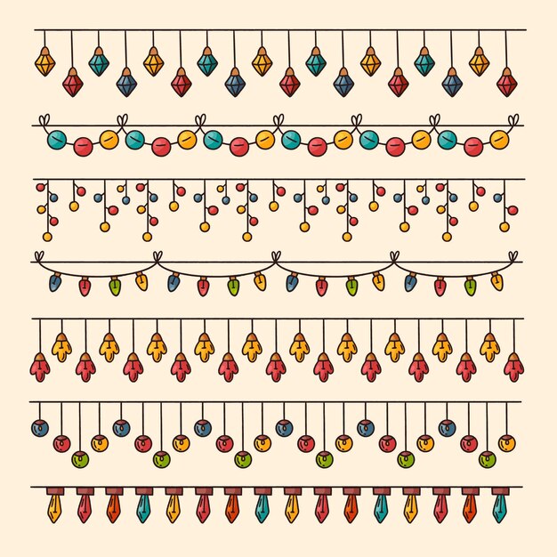 Коллекция рисованной рождественских огней