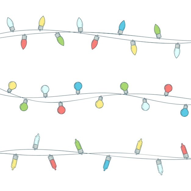 Hand drawn christmas lights collection