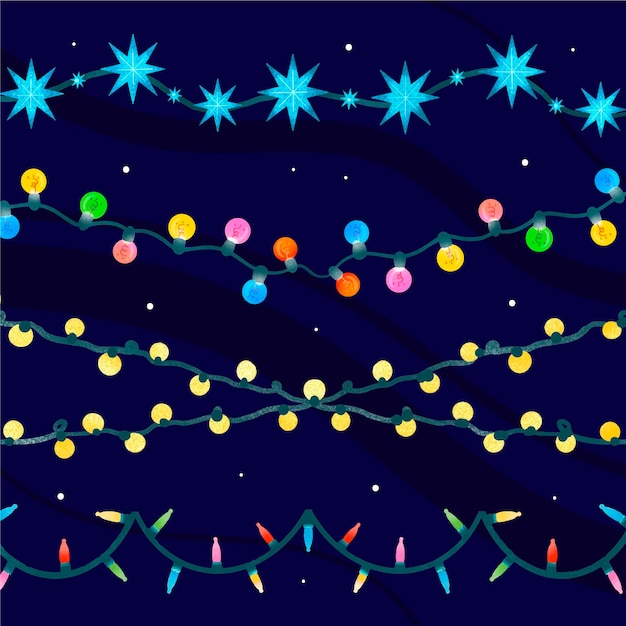 Hand drawn christmas lights collection