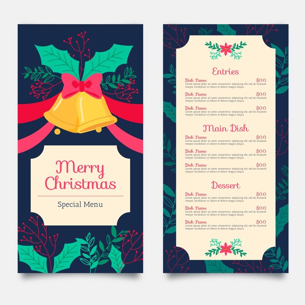 Free vector hand drawn christmas menu template